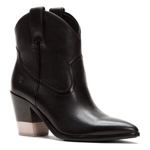 FRYE | Faye Pull On Boots Short Polished Leather Cowboy Boots Chevron Heel